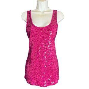 Express Fairy Beaded Pink Sequin Tank Top Medium Women's Boho Y2K Festival Girly